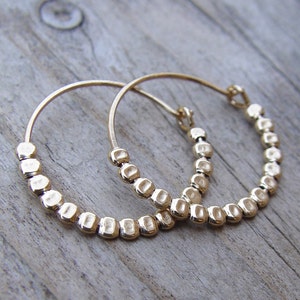 Simple Gold Hoops, Small Gold Hoop Earring, Hammered Gold Hoop Earrings, Gold Hoop Earrings, Thin Gold Hoop Earrings image 1