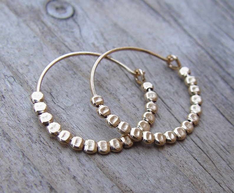 Simple Gold Hoops, Small Gold Hoop Earring, Hammered Gold Hoop Earrings, Gold Hoop Earrings, Thin Gold Hoop Earrings image 1