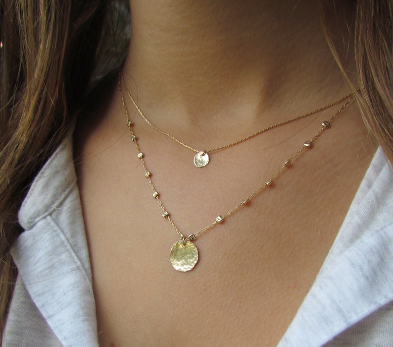 Small Shiny Gold Disc Necklace Gold Necklace Gold Disc - Etsy