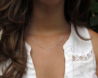 Collier en argent scintillant, collier en argent simple, collier en argent scintillant