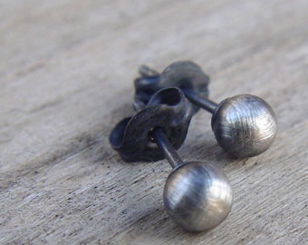 Small Sterling Silver Studs, Oxidized Sterling Silver Stud Earrings, Studs Earrings, Small Silver Studs, Black Studs, Black Stud Earrings