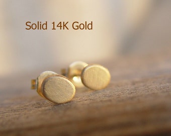 Solid Gold Stud Earring, 14K Gold Oval Studs, Gold Stud Earrings, Small Gold Earrings, Stud Earings, Solid Gold Earrings