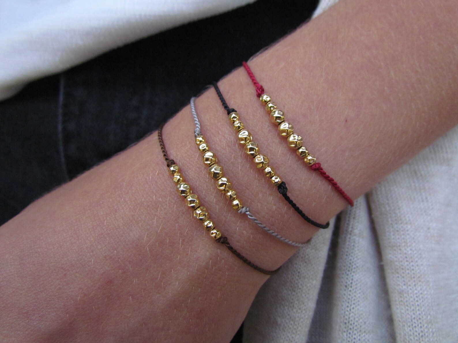 Red Bracelet Red and Gold Bracelet Minimalist Bracelet - Etsy