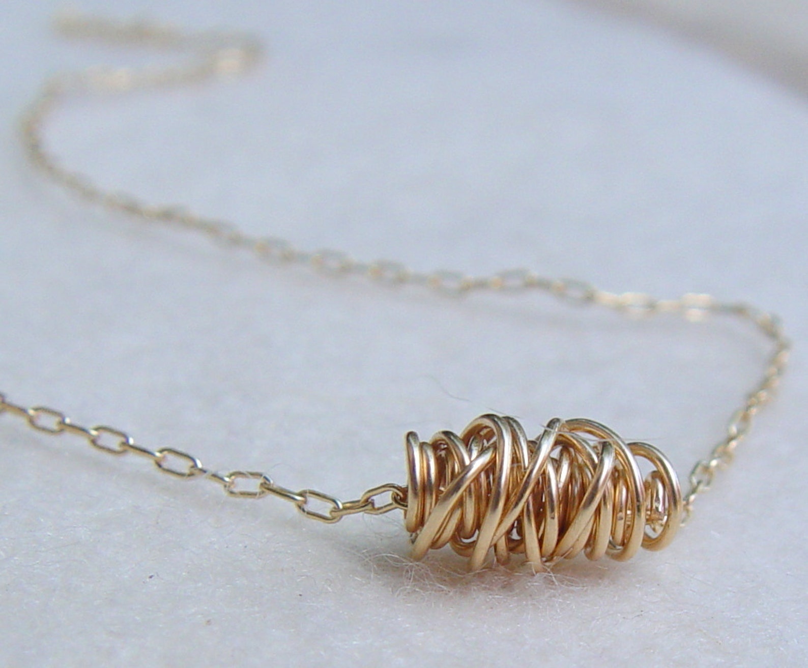 Wire Wrapped Simple Necklace Gold Necklace Gold Minimalist Etsy