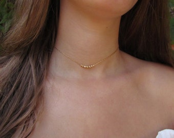 Gold Choker Necklace, Dainty Layered Choker Necklace, Simple Gold Choker Necklace, Minimal Bead Necklace, Dainty Bead Necklace