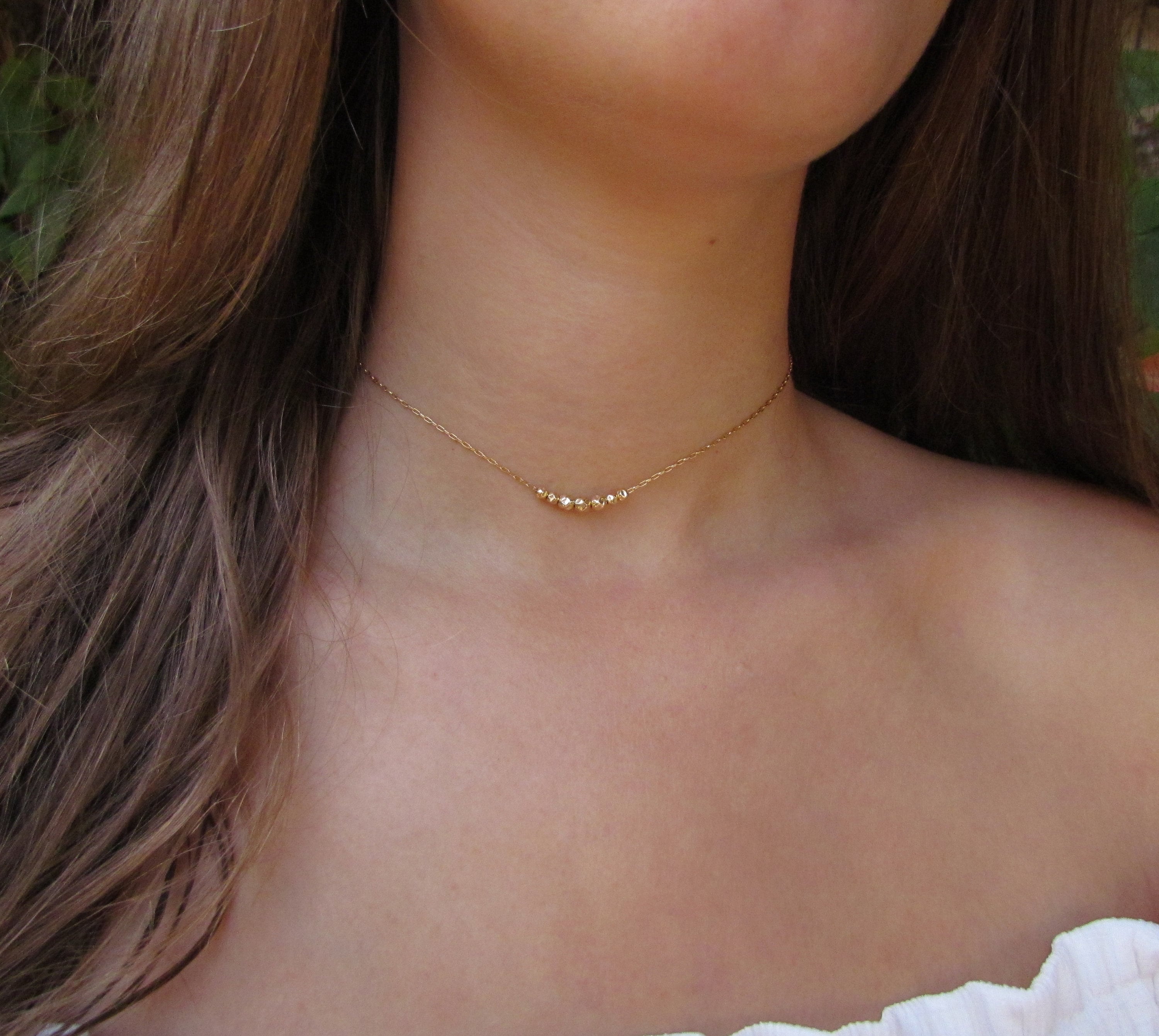 Gold Choker Necklace Dainty Layered 