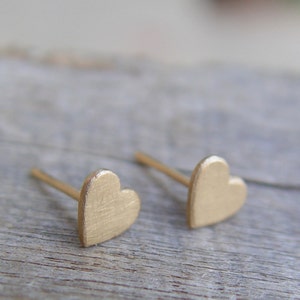 Gold Studs Earrings, Heart Gold Earrings, Gold Stud Earring, Gold Heart Studs, Stud Earings, Heart Studs, Gold Hearts Stud Earrings image 2