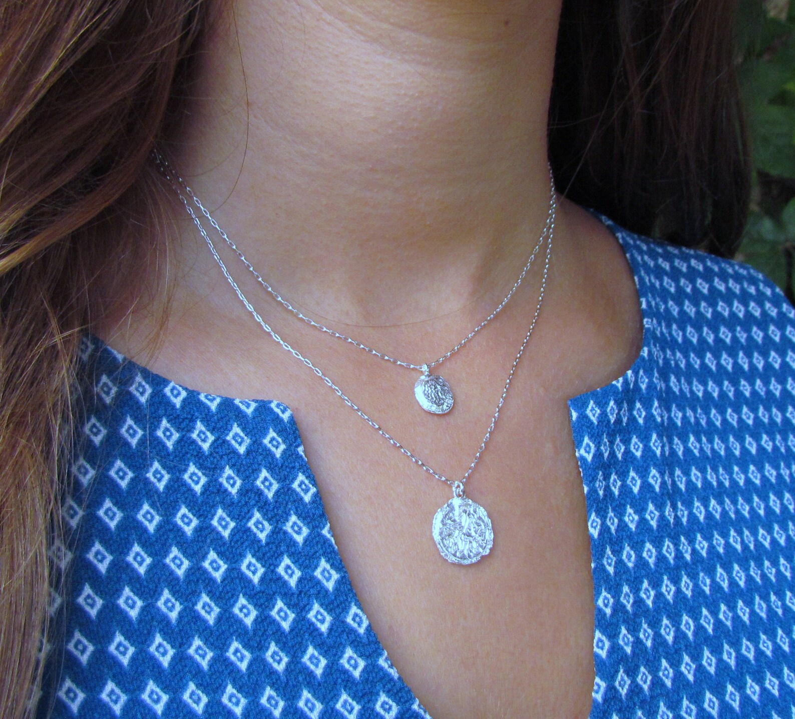 Two Layered Gold Seed Necklace Gold Coin Necklace Set Coin Etsy