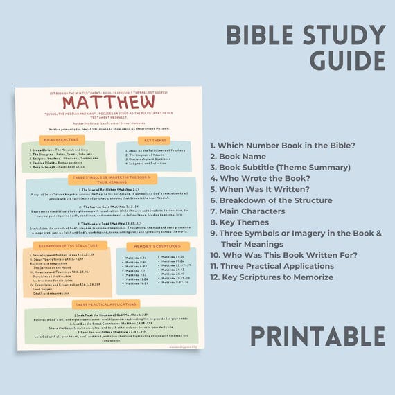 4 Gospels Bible Study Guide l Bible Journal l Bible Study l Bible Cheat Sheet l BIble Study l Christian l New Testament l Gospel
