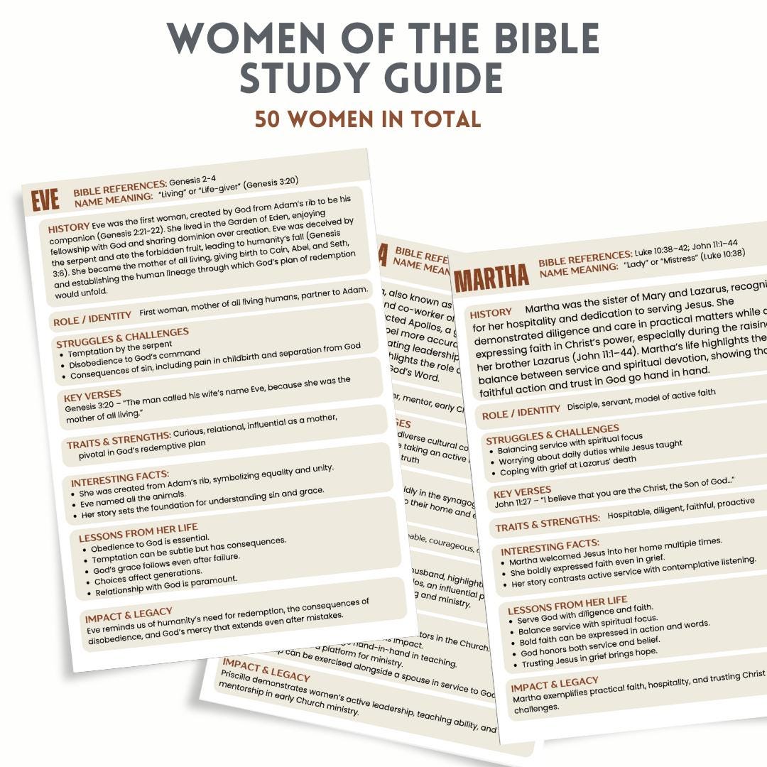 Women of the Bible Study Guide, Printable Character Study (digital ...
