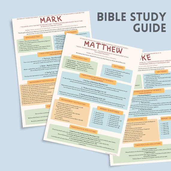 4 Gospels Bible Study Guide l Bible Journal l Bible Study l Bible Cheat Sheet l BIble Study l Christian l New Testament l Gospel