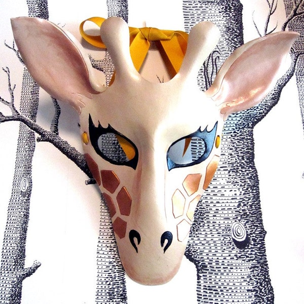 Child Size Giraffe Leather Mask for blindingsmile