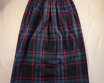 Pendleton Wool Plaid Pleated Tartan Midi Skirt Vintage High Waist Size 10