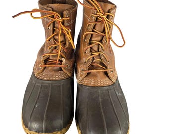 Botas LL Bean para hombre de 8" (20 cm), de cuero marrón, impermeables, talla 9, Cabincore, años 90 y 2000