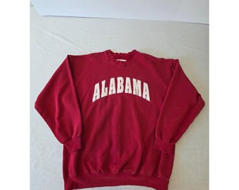Bluza z okrągłym dekoltem Alabama Crimson Tide w stylu vintage, wyprodukowana w USA, Dodger, duża, czerwona, lata 90.