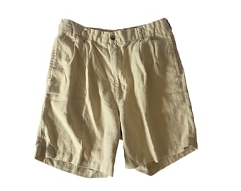 Gant geplooide voorkant 100% linnen short 33 beige preppy kustzomer jaren 90 Y2K