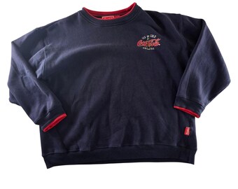 Coca-Cola Navy Crewneck Sweatshirt Red Trim XL Y2K Logo Americana