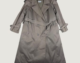 John Weitz Vintage Trench Coat Thermolite Double Breasted Belted Long Taupe 20W
