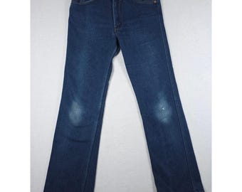 90s Men's Levi's 517 Bootcut Orange Tab Jeans USA 32x34 Dark Wash Vintage Denim