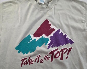 Vintage Little Brownie Originals Take It To The Top Mountain Graphic Tee Gray XL