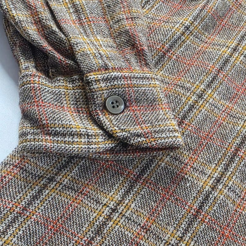 Pendleton Wool Shirt Vintage Plaid Quilt Lined M Brown Tan Workwear USA 70s 80s image 3