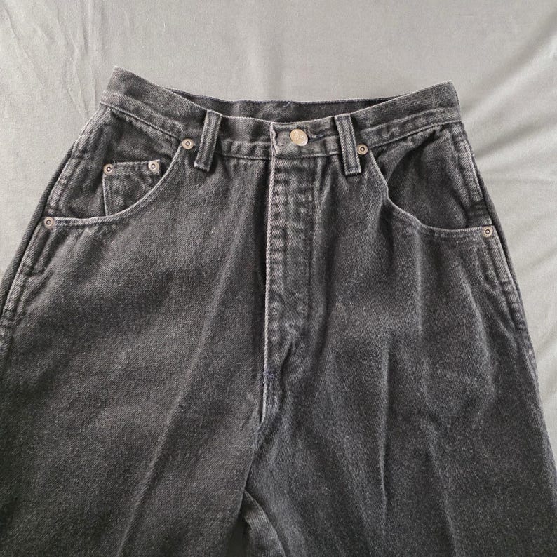 Wrangler Silver Lake Vintage High Waisted Black Straight Leg Jeans USA 7/8x34 image 4