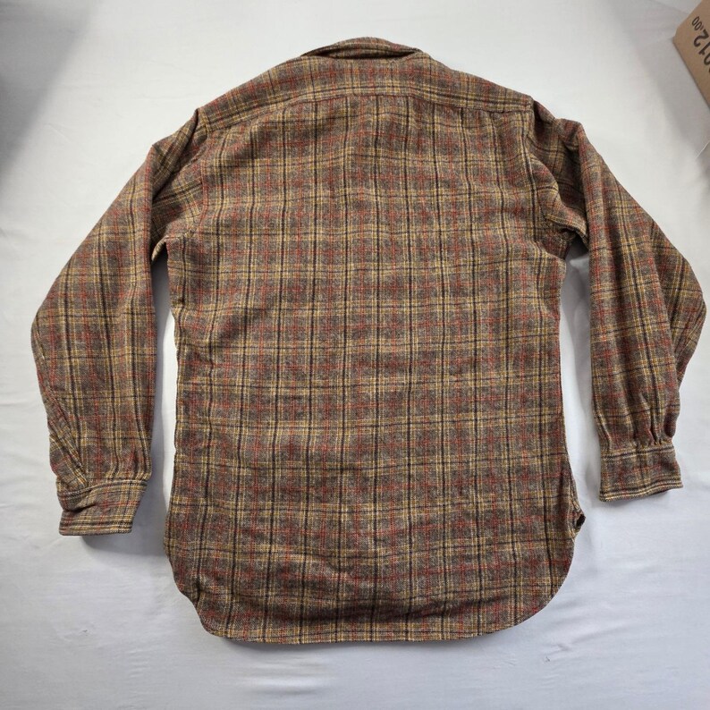 Pendleton Wool Shirt Vintage Plaid Quilt Lined M Brown Tan Workwear USA 70s 80s image 6