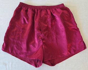 Colesce Couture Vintage Satin Tap Shorts Magenta Pink 34 Sleepwear Lounge 80s