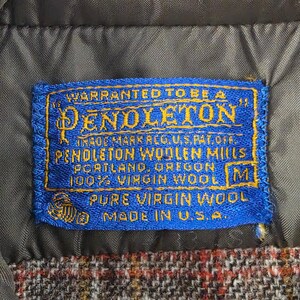 Pendleton Wool Shirt Vintage Plaid Quilt Lined M Brown Tan Workwear USA 70s 80s image 5