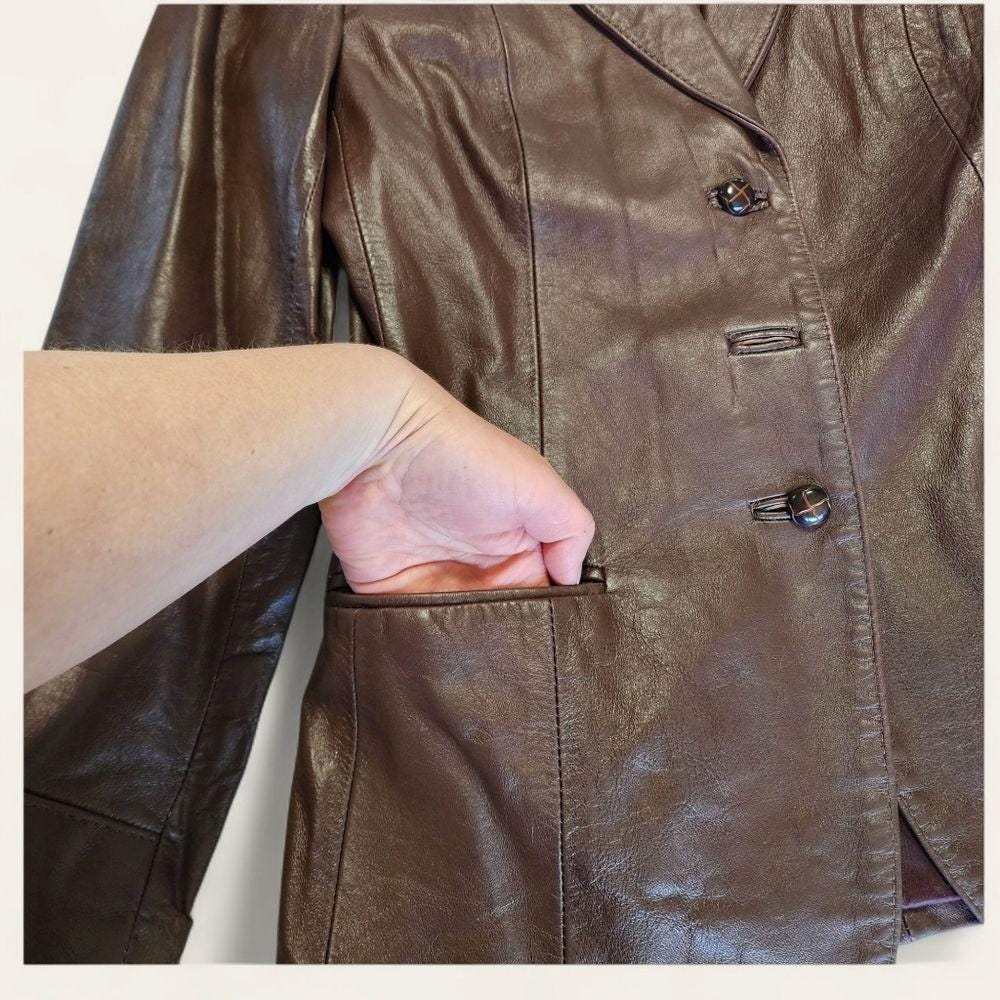 H Bar C Ranchwear ヴィンテージ ブラウン レザー ブレザー ジャケット