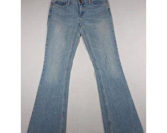 Y2K American Eagle Hipster Jeans Low Rise Flare Light Wash 6 Long Vintage Denim