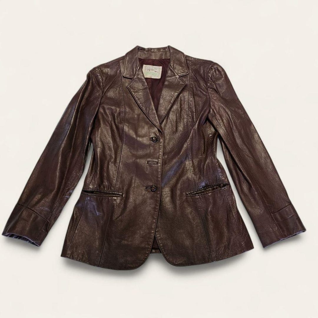 H Bar C Ranchwear ヴィンテージ ブラウン レザー ブレザー ジャケット