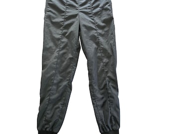 Nike Nylon Track Pants Tonal Swoosh Black Medium Vintage 90s