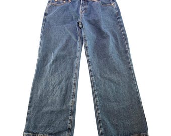 Edikted Wide Leg Mid Rise Jeans Relaxed Baggy Skater Fit Medium Wash Large Y2K