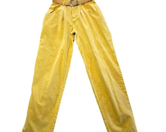 Vintage 90s Forenza Authentic Sportswear Pleated Yellow Denim Pants Size 4