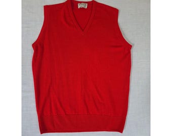 Vintage Jaeger London sweatervest V-hals 100% wol maat 42 rode Britse gebreide kleding