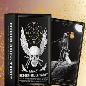 Premium Black Skull Tarot Deck 78 kaarten | Zielwaarzeggerij | Uniek tarotdeck.