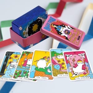 Deck de cartes de tarot chat passionné | Cartes-cadeaux parfaites| Jeu de tarot amusant | Cadeau d'anniversaire | Cadeau unique.