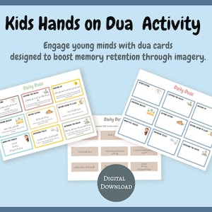 Hands-on Dua Activity for Kids| Daily Duas for Kids| Islamic Kids Printables| Prayer Cards| Dua Flashcards| Duas PDF| Daily Duas for Kids|