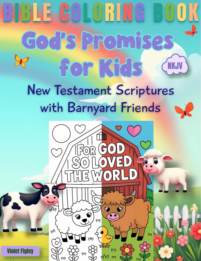 Kids Bible Coloring Book: God's Promises, Barnyard Friends (printable ...