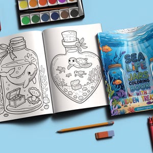 Ocean Coloring Book, Fun and Easy, with Sea Creatures, Coral Reefs & Underwater Scenes, 52 fun pages, for Kids/Young at Heart, Print at Home