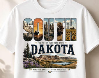 South Dakota Mount Rushmore Black Hills Bison Vintage Travel PNG (Digital Download)