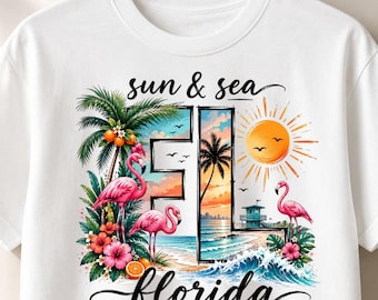 Florida PNG, Tropical Beach Design, Sunshine State Graphic, Flamingo Summer Artwork, Florida Travel Gift, Coastal Lover Design, Local Pride