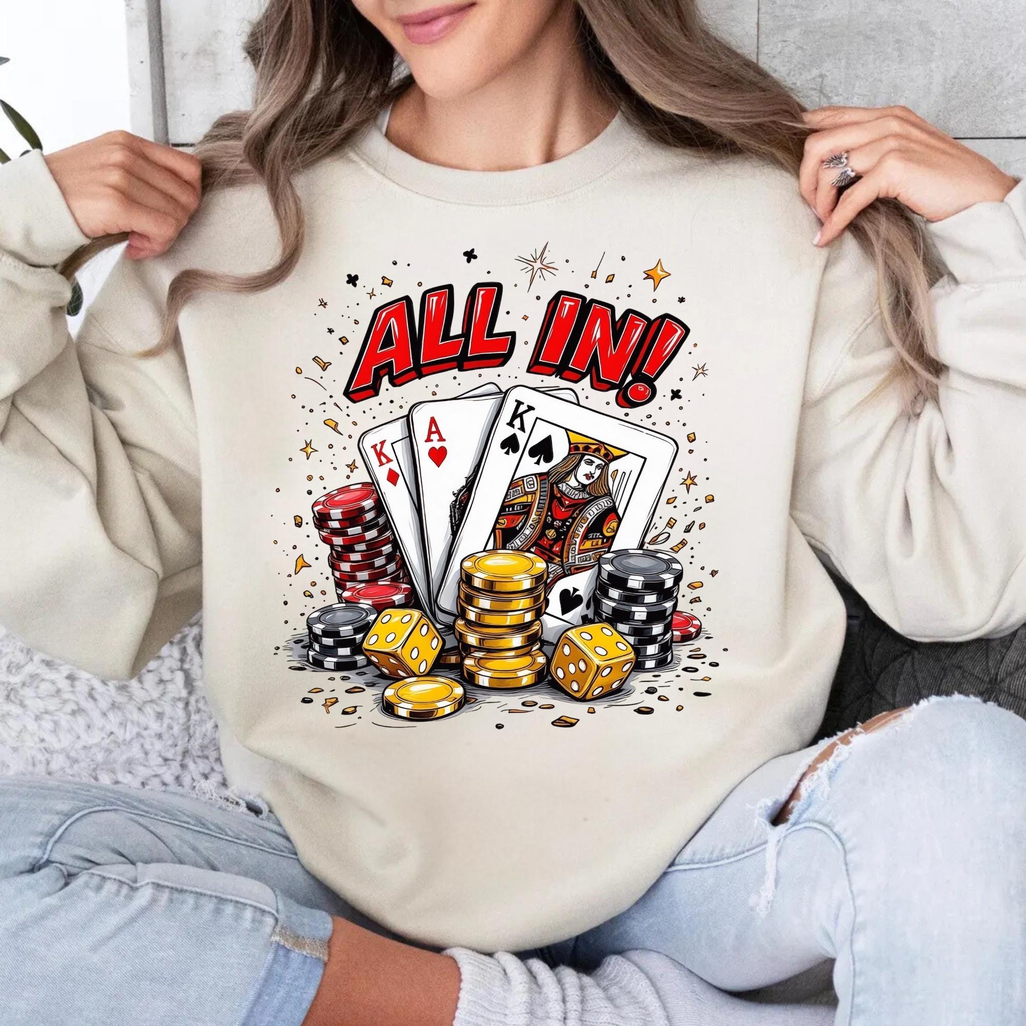 All In Poker PNG: Casino Shirt Design , Poker Desifn (Digital Download)