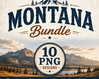 Vintage Montana PNG Bundle, 10 Retro State Clipart Designs (Digital Download)