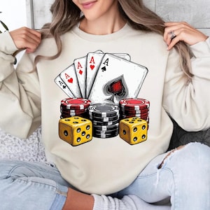 Poker Chips Design PNG, Casino Style Shirt Art, Dice and Cards PNG File, Gambling Theme Shirt Idea, Poker Hand Design Tee, Casino Chips PNG