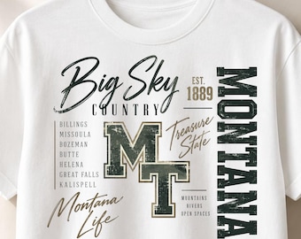 Montana Big Sky Country PNG, Vintage Western Typography, Rustic Outdoor Shirt Design, Mountain State Graphic, Sublimation PNG