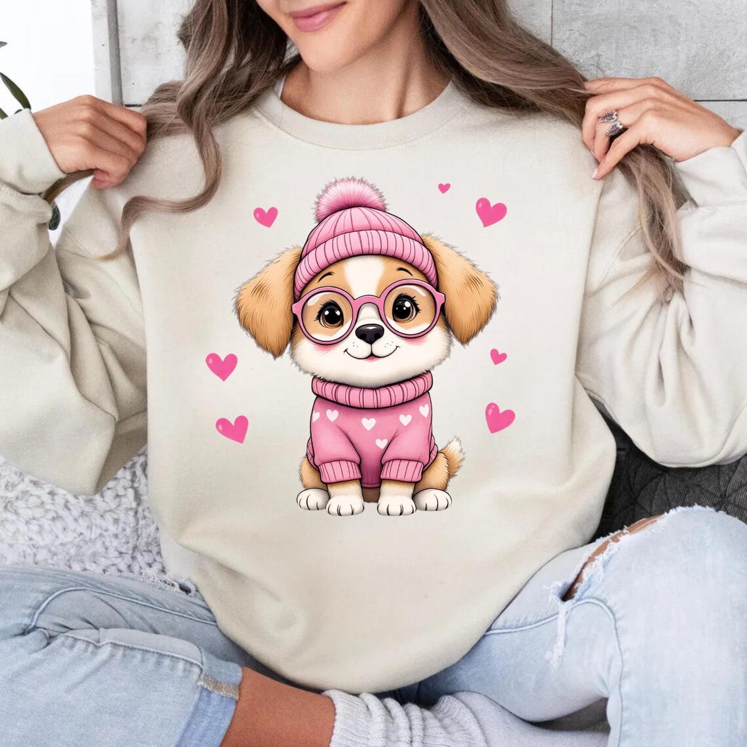 Graphic Wool Mix Pink Puppy Top