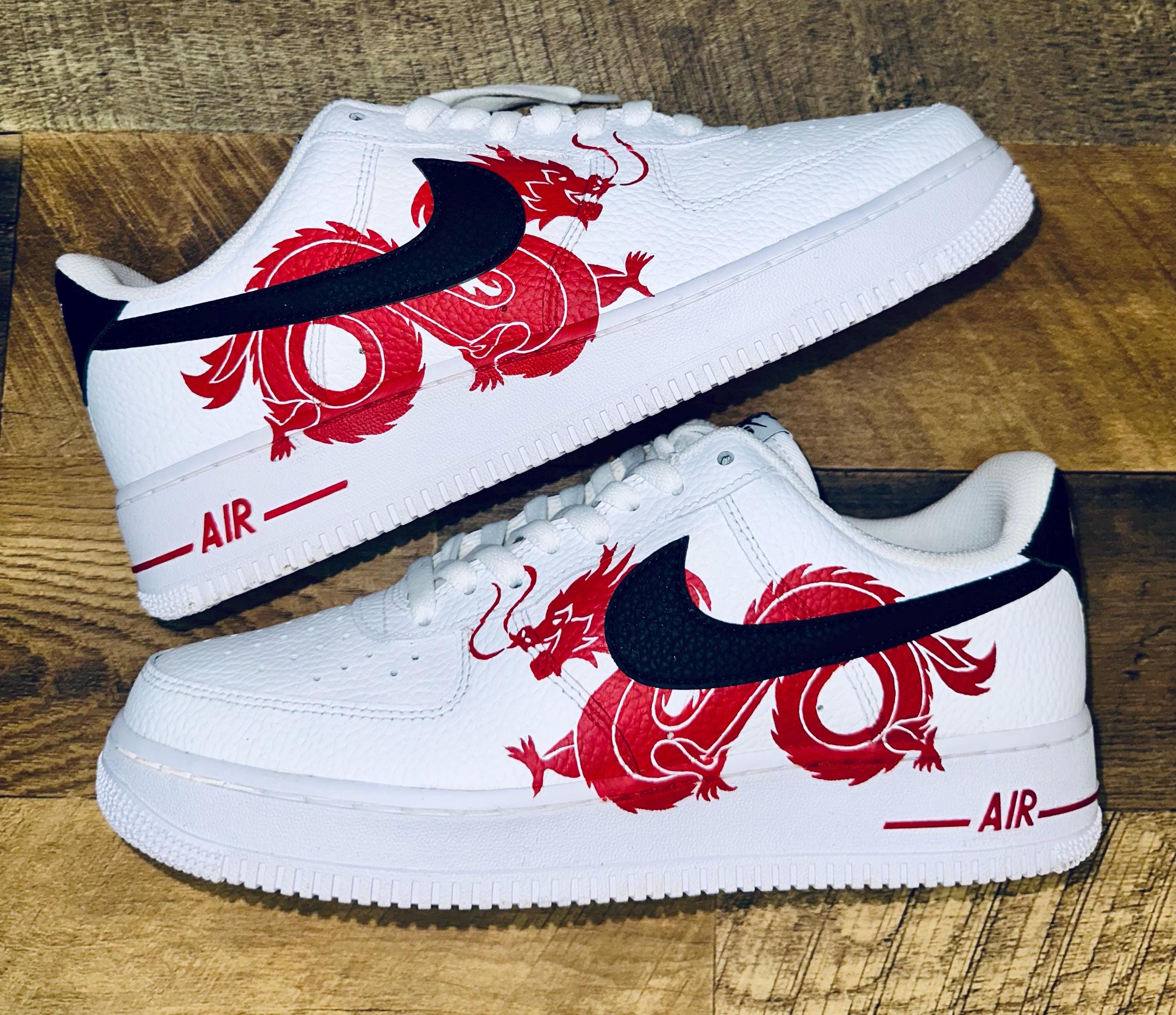 Custom Nike AirForce 1, Dragon & Flames, Hand-Painted Gift, Low Dunks, Cool New Trending