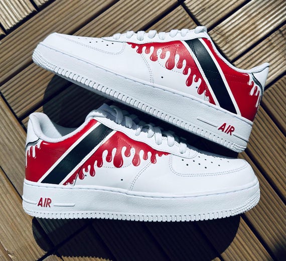 Custom Nike Airforce 1, Trinidad & Tobago Flag, Drip, Hand-painted